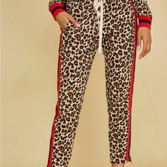 Veronica Beard Pants - Veronica Beard Leopard Print Joggers with Red Trim